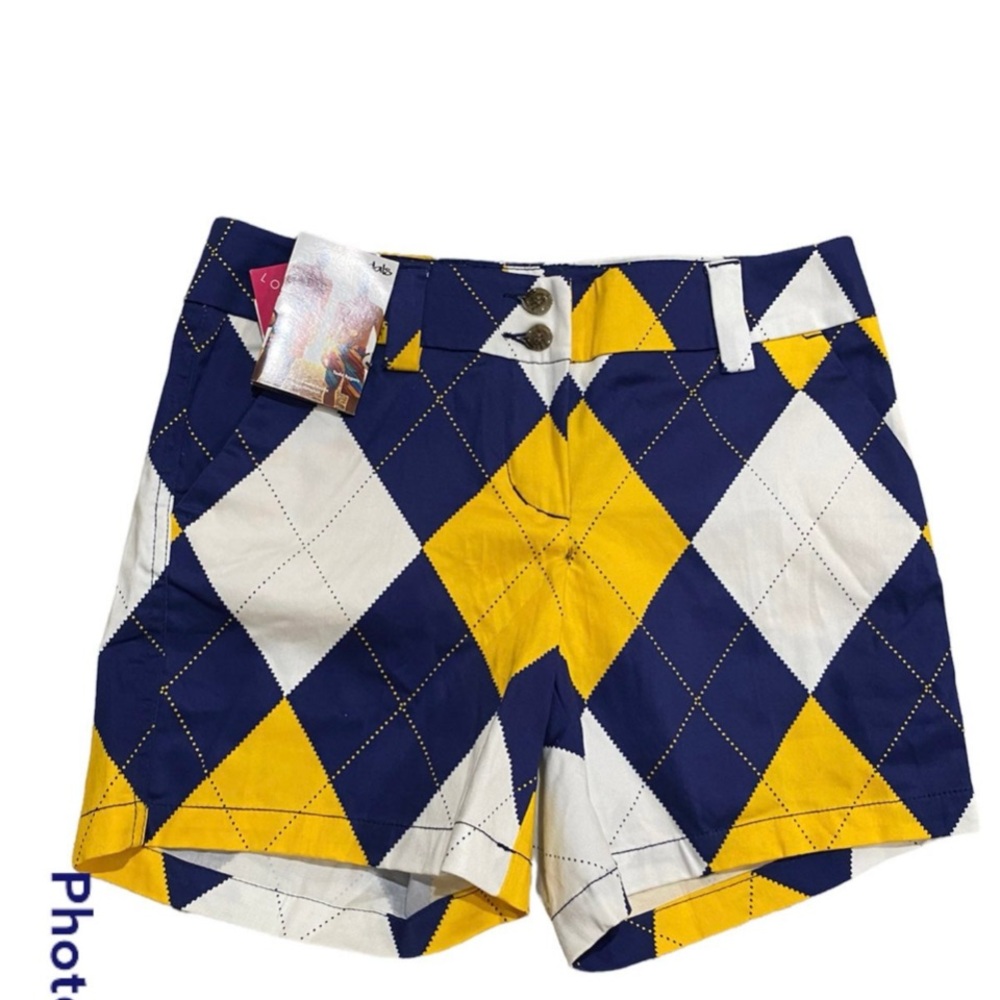 Loudmouth Yellow and Blue Argyle Women's Shorts